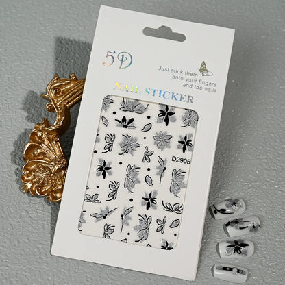 5D Glitter Floral Nail Art Stickers