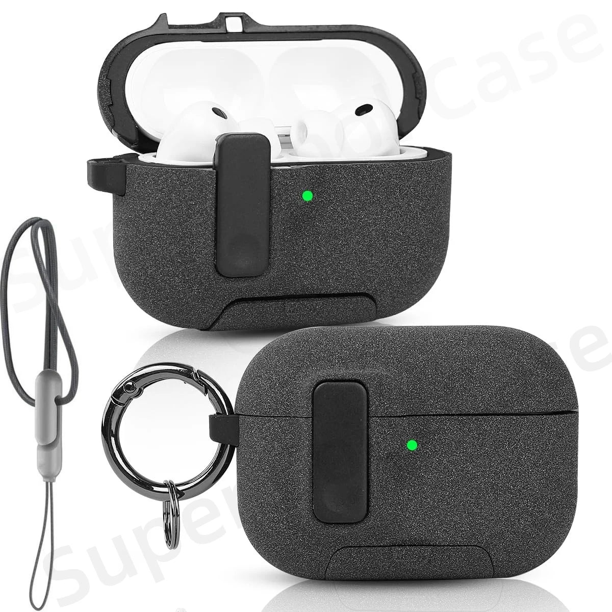AirPods Pro 3 Protective Case with Secure Lock, Phone Stand & Lanyard