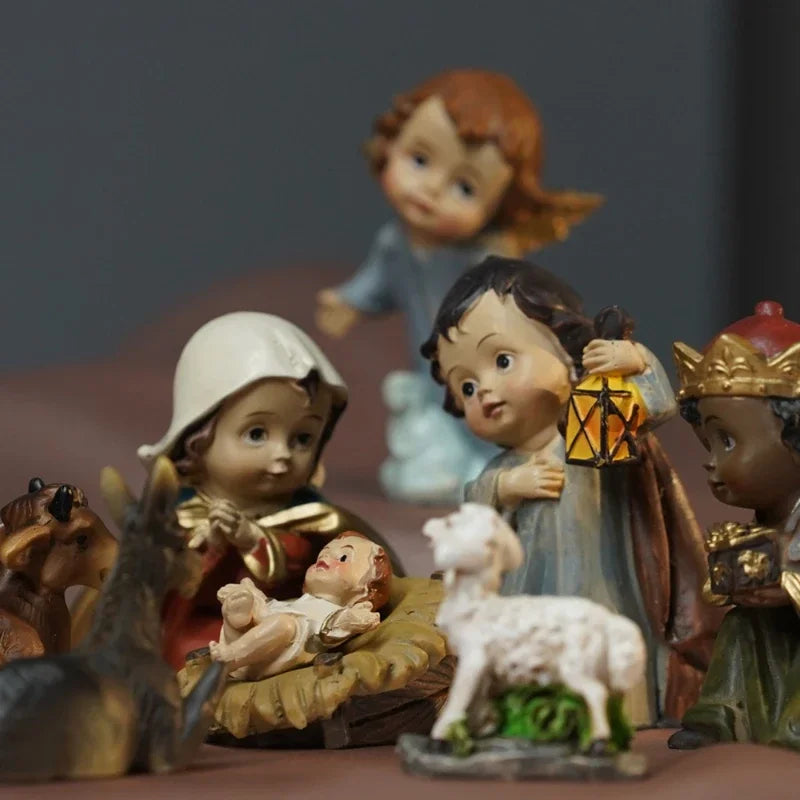 11-Piece Resin Christmas Nativity Figurine Set
