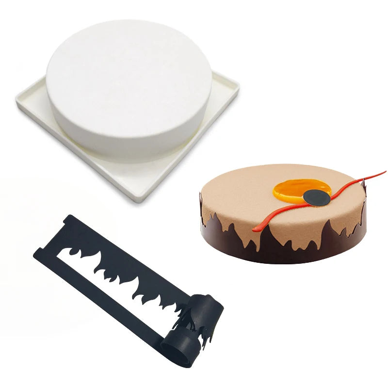 Water Droplet & Flame Texture Silicone Cake Mold