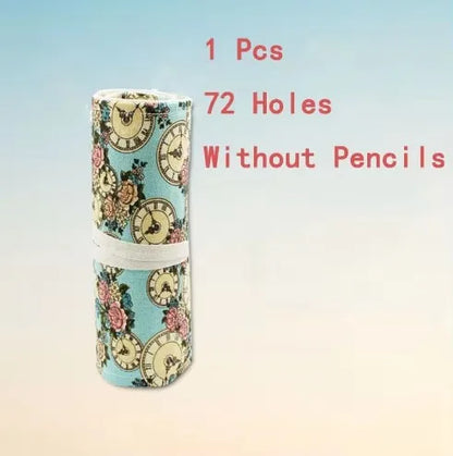 Canvas Roll-Up Pencil Case with Multi-Slot Storage