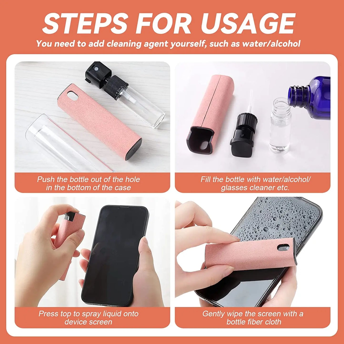 2 in 1 Screen Cleaner Spray For Mobile Phone PC Tablet Ipad