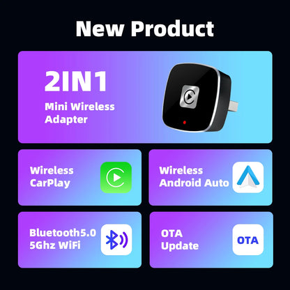 Wireless 2 in1 Carplay Adapter for Android IPhone
