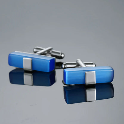 Novelty Luxury Blue White Crystal Cufflinks