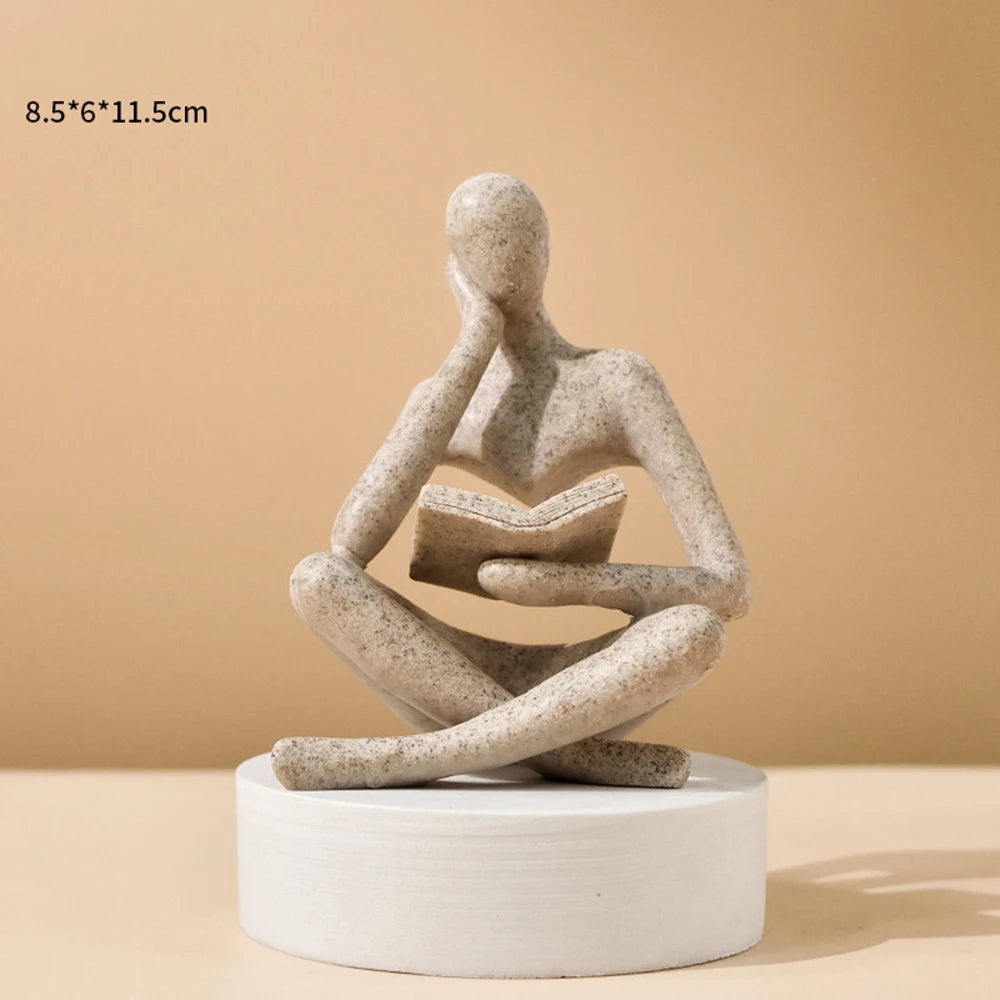 Abstract Thinker Reading Sculpture