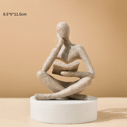 Abstract Thinker Reading Sculpture