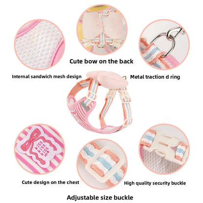Dog Harness with Bow & No-Pull Leash