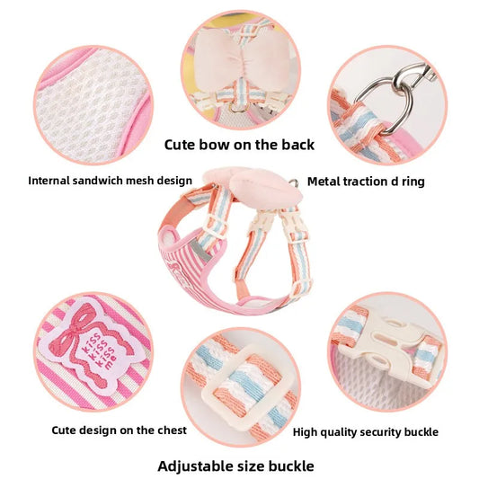 Dog Harness with Bow & No-Pull Leash