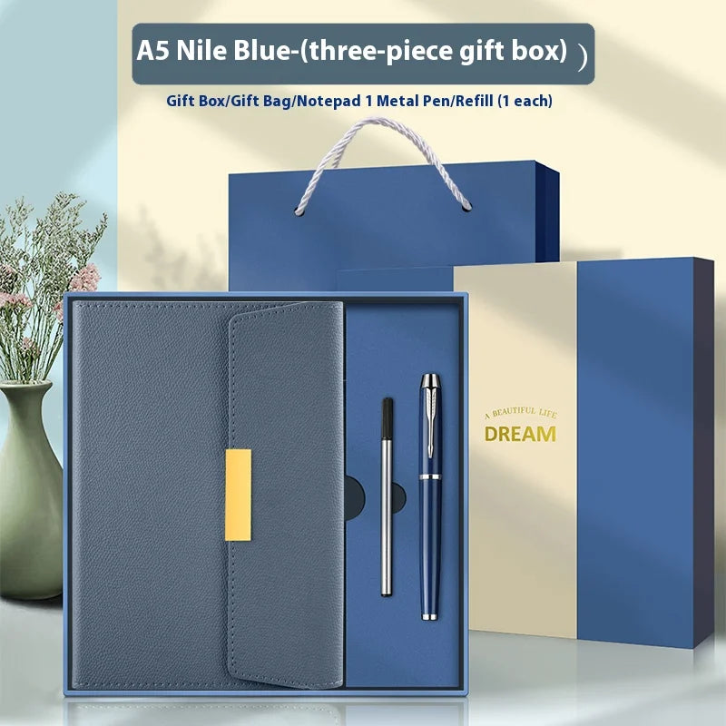 Premium A5 Leather Business Notebook Gift Set
