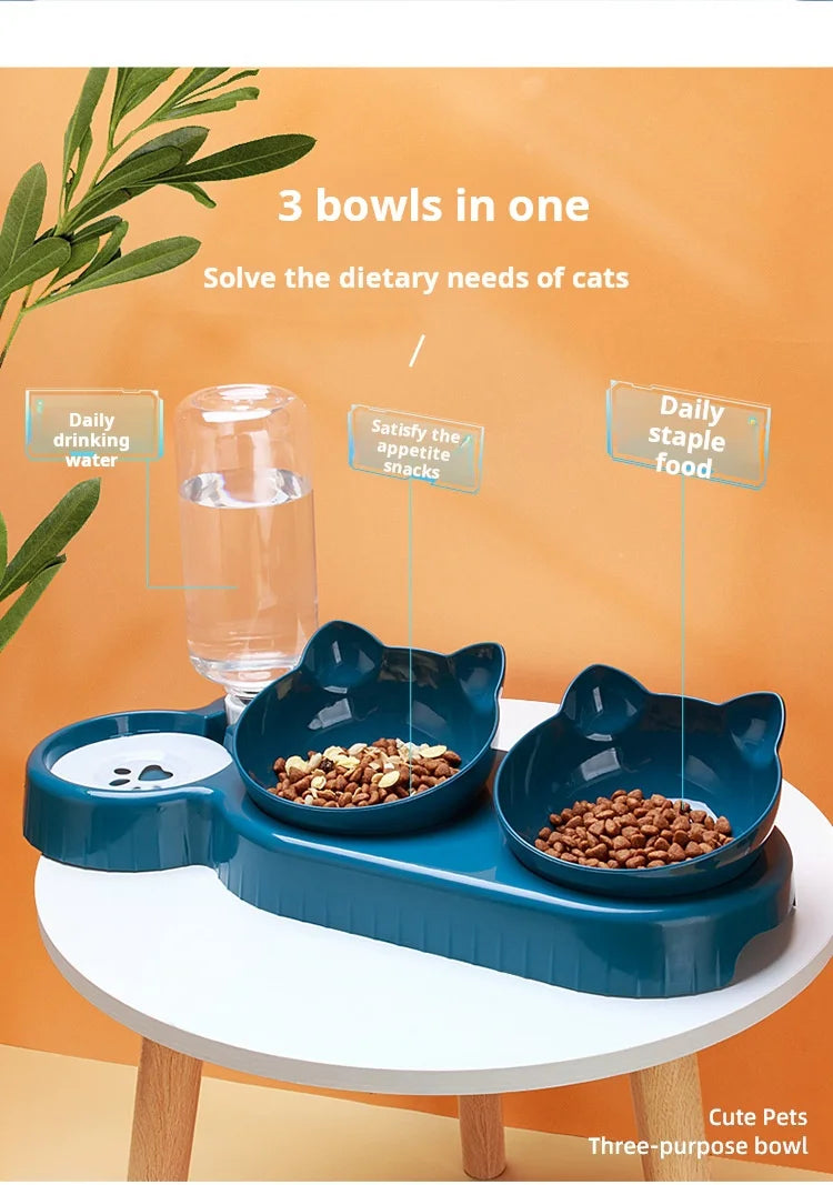 3-in-1 Cat Feeding & Water Station
