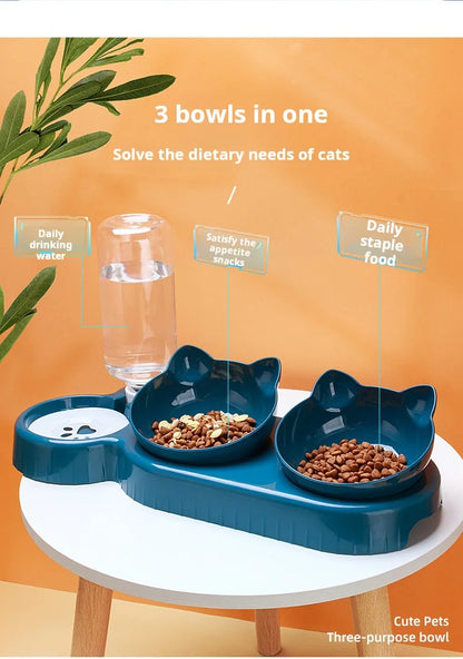3-in-1 Cat Feeding & Water Station