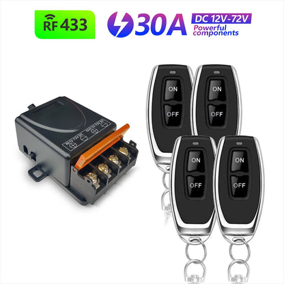 12V–72V DC Wireless Relay Receiver with 70m Remote Range