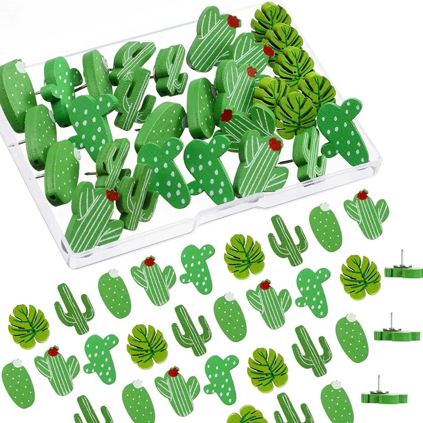 Decorative Wooden Flamingo & Cactus Push Pins