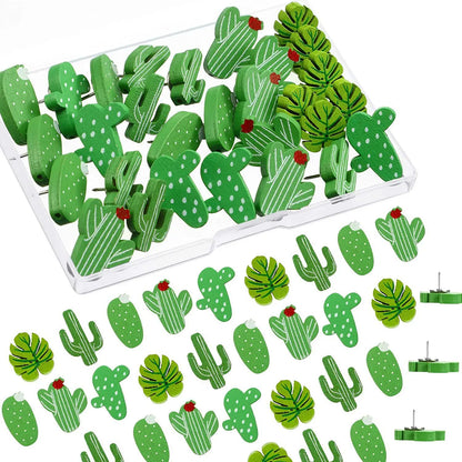 Decorative Wooden Flamingo & Cactus Push Pins