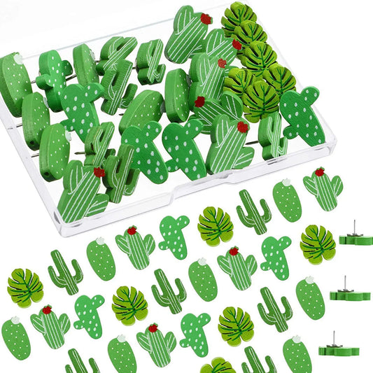 Decorative Wooden Flamingo & Cactus Push Pins