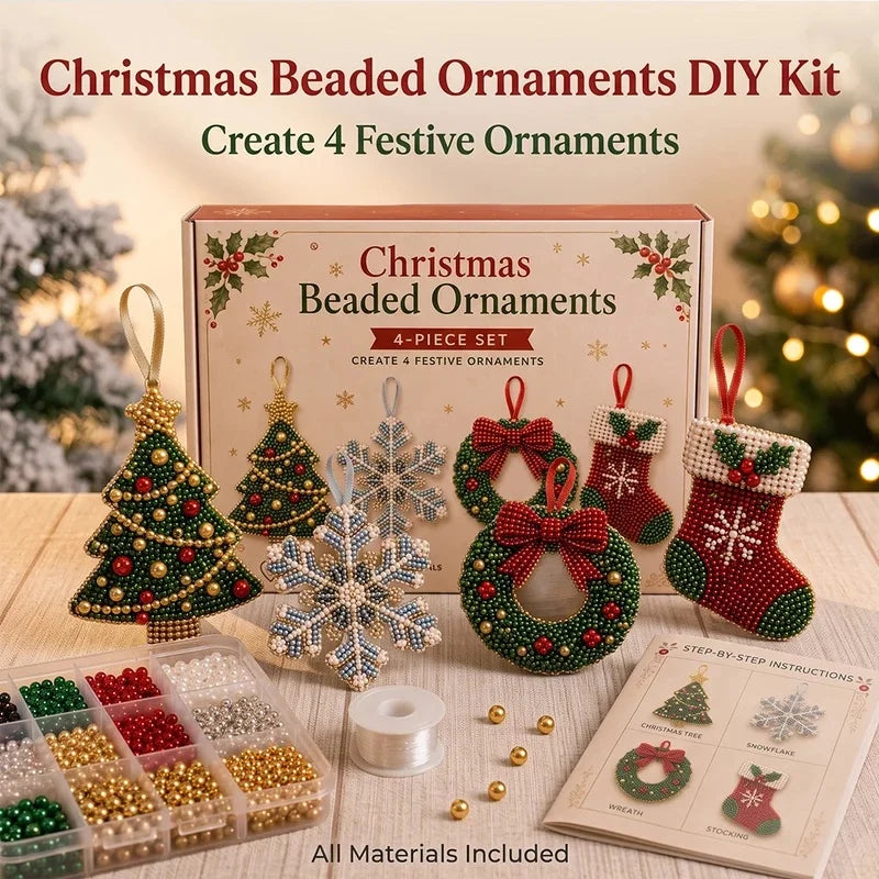 4-Piece Christmas Beaded Ornament DIY Kit