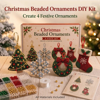 4-Piece Christmas Beaded Ornament DIY Kit