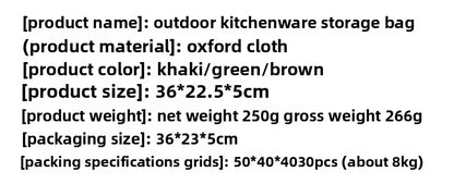 Portable Outdoor Cookware Storage Bag