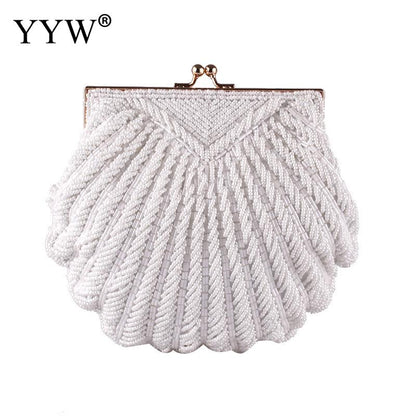 Beaded Shell Wedding Clutch Bag