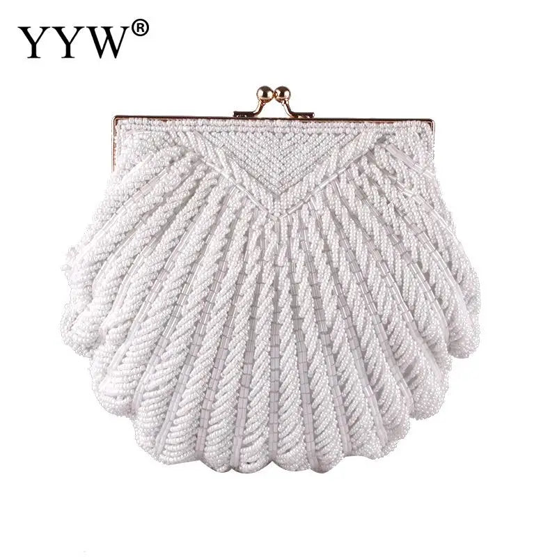 Beaded Shell Wedding Clutch Bag