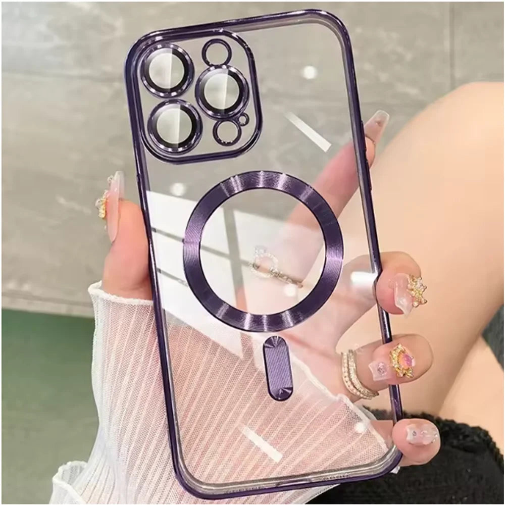 Magnetic Clear Case for iPhone with Lens Protector & Wireless Charging