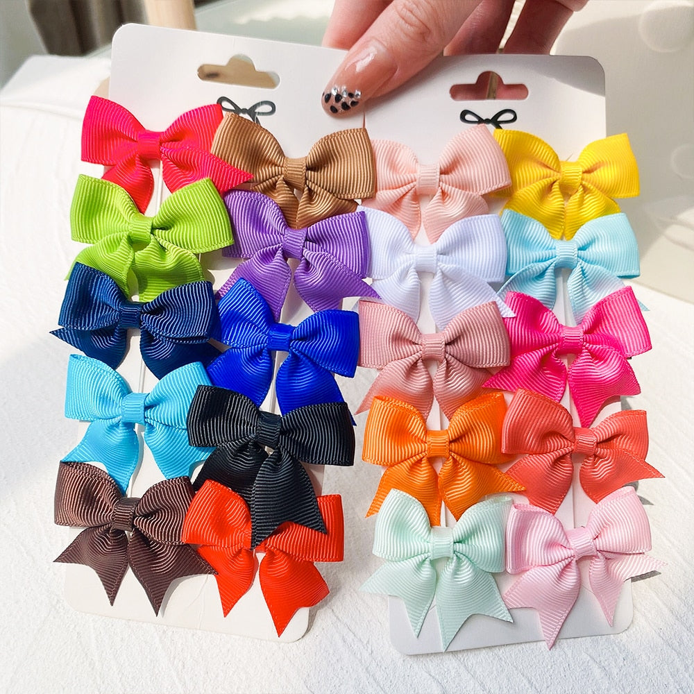 10Pcs/Set  Ribbon Bowknot Hair Clips