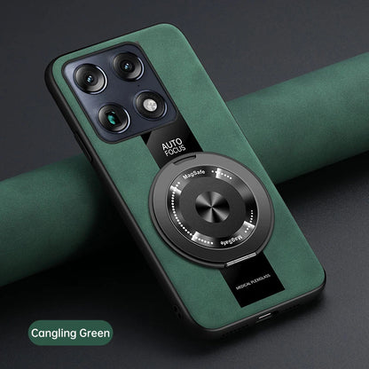 Luxury Magnetic Leather Phone Case with Rotating Ring Stand