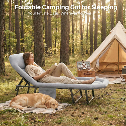 Adjustable Folding Camping Cot with Mattress