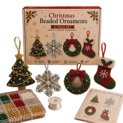 4-Piece Christmas Beaded Ornament DIY Kit