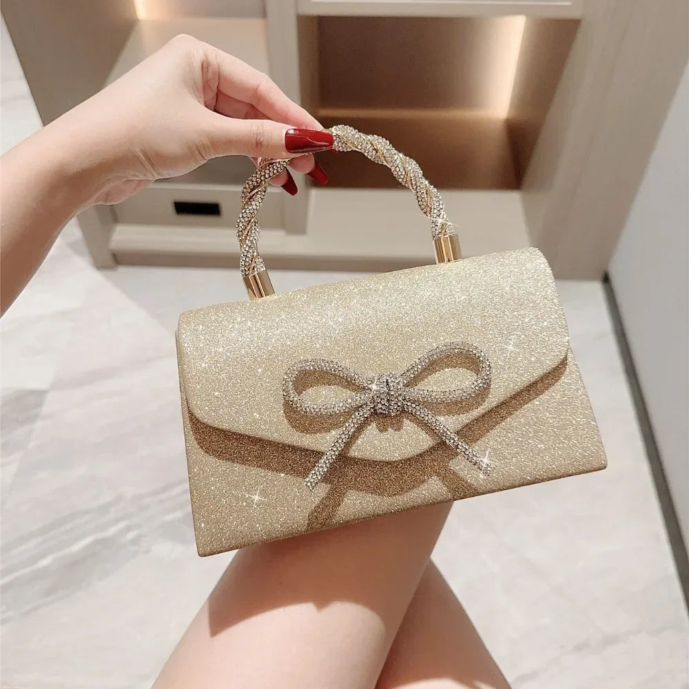 Rhinestone Bow Evening Clutch