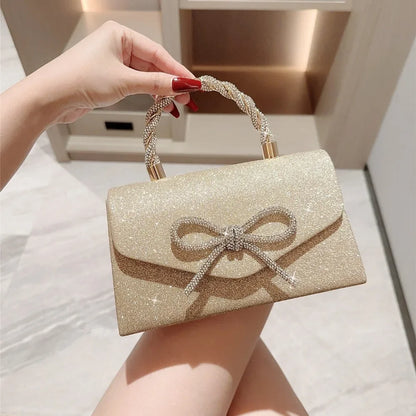 Rhinestone Bow Evening Clutch