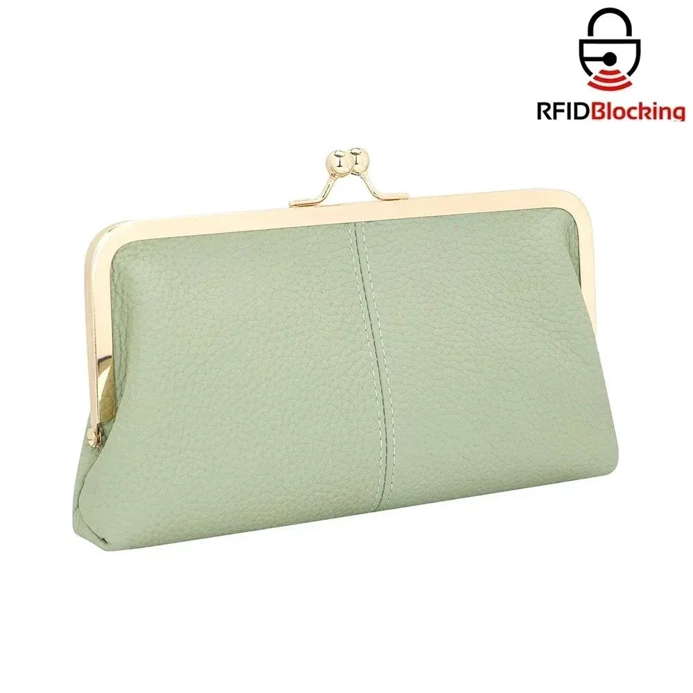 Genuine Leather Kiss Lock Wallet