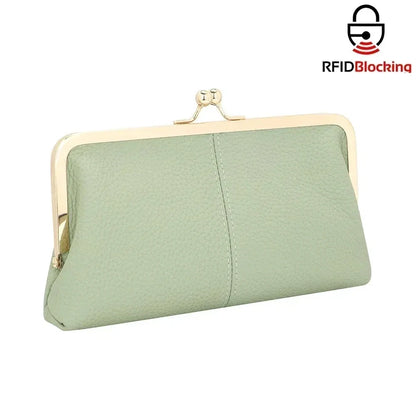 Genuine Leather Kiss Lock Wallet