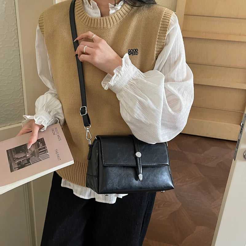 Vintage Flap Crossbody Satchel Bag