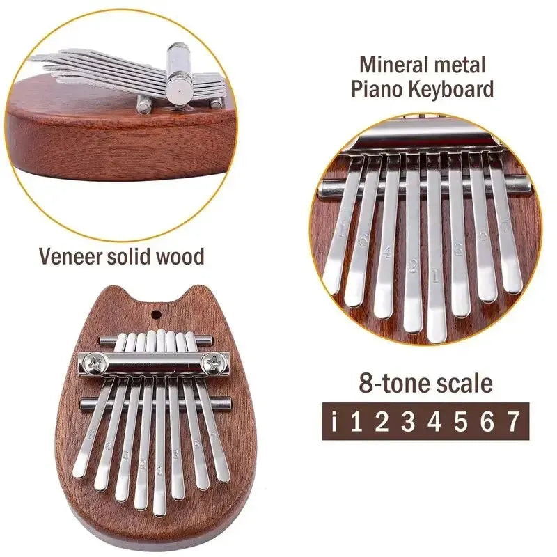 8-Key Mini Wooden Kalimba Thumb Piano