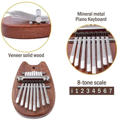 8-Key Mini Wooden Kalimba Thumb Piano
