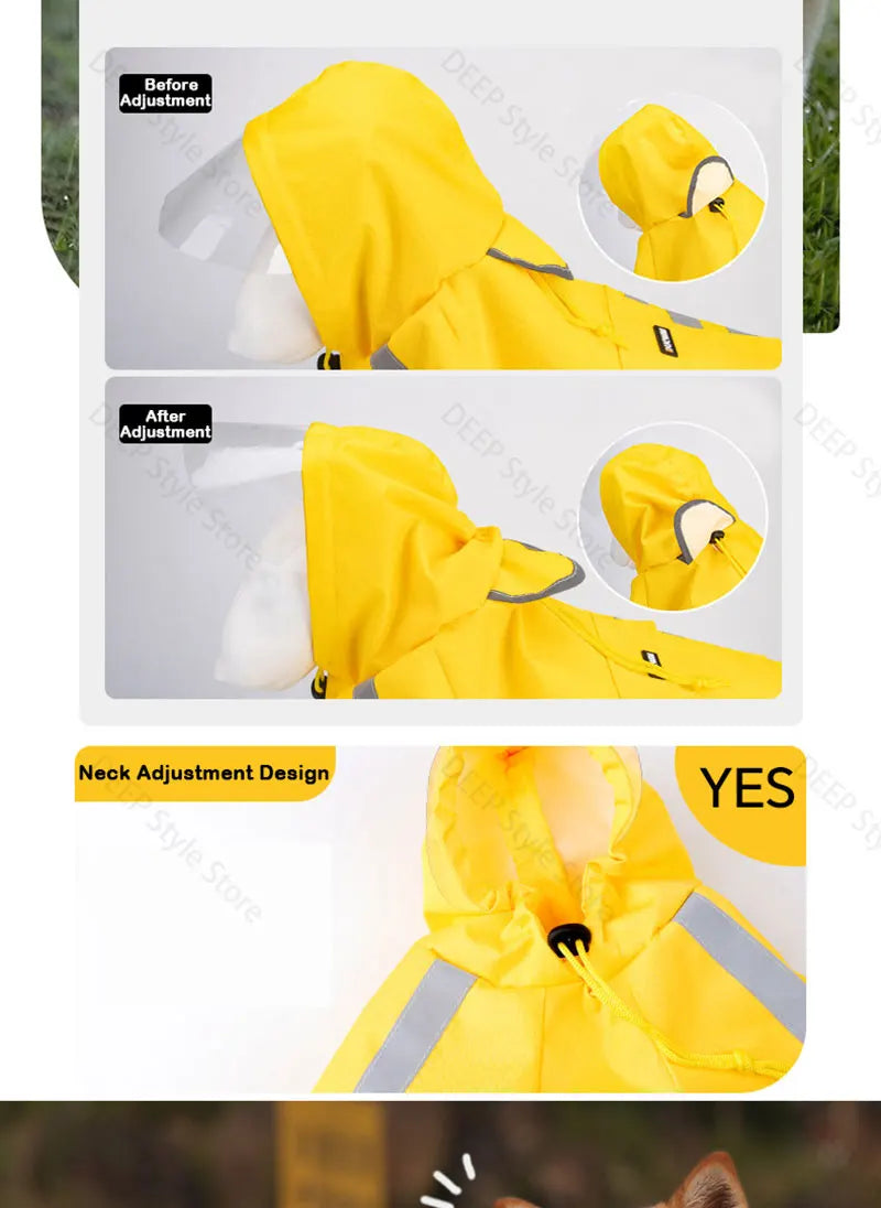 Waterproof Reflective Hooded Dog Raincoat