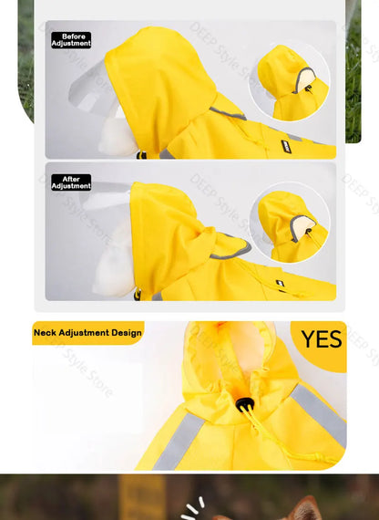 Waterproof Reflective Hooded Dog Raincoat