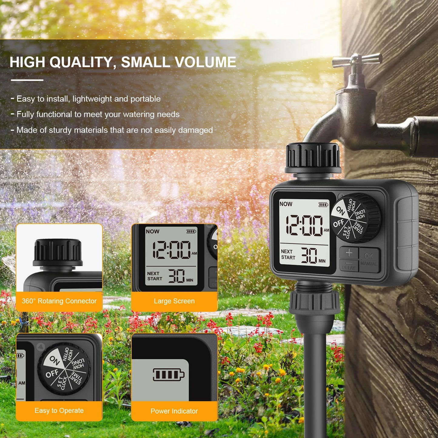 Programmable Automatic Irrigation Timer for Garden Hoses