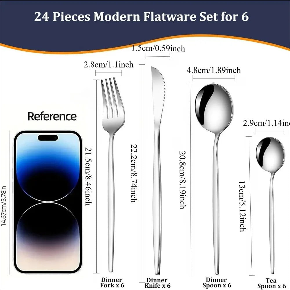 24-Piece Stainless Steel Cutlery Set for 6