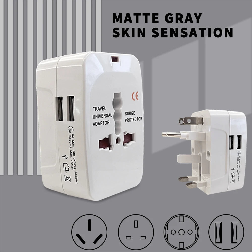Universal Travel Adapter with Dual USB Ports