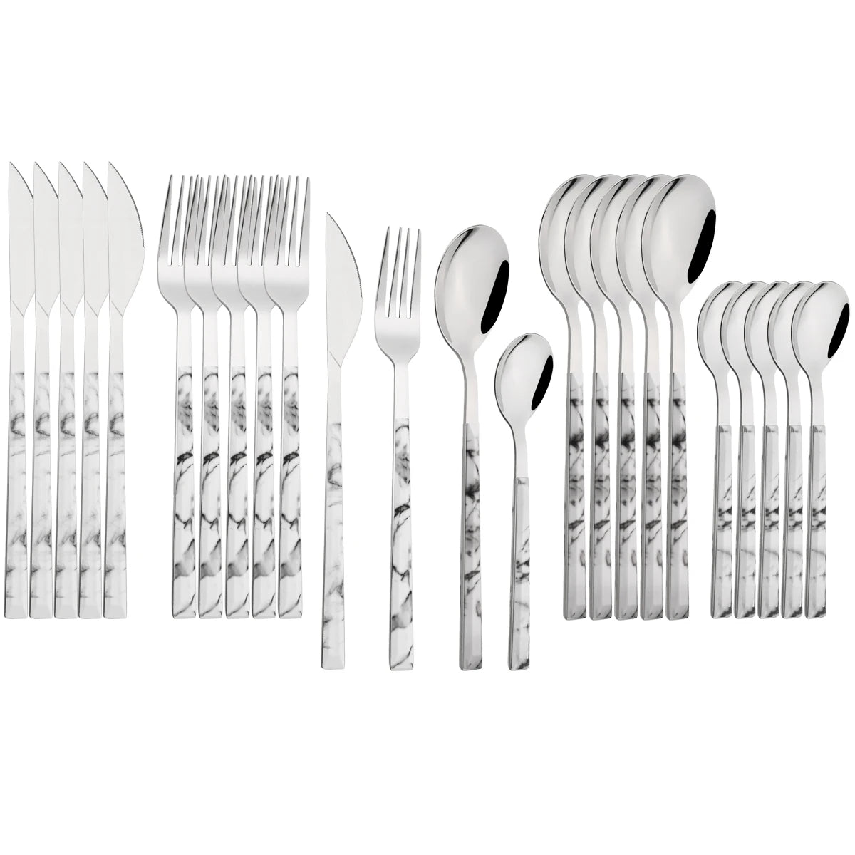 Stainless Steel Cutlery Set with Wood-Effect Handles