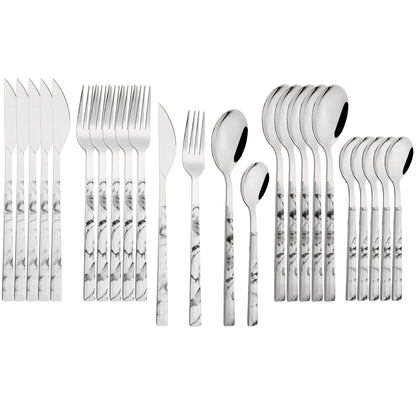 Stainless Steel Cutlery Set with Wood-Effect Handles