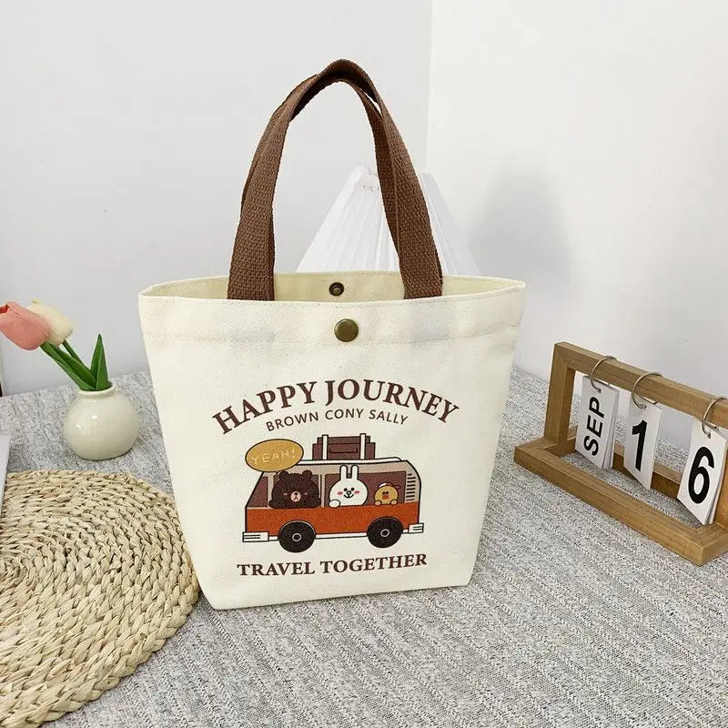 Cute Bear Canvas Mini Tote Bag
