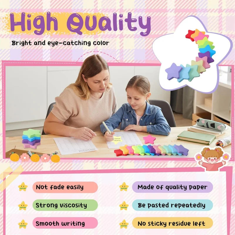 Colorful Star Sticky Notes Memo Pad Set