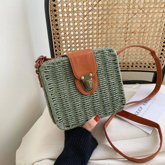 Handwoven Straw Crossbody Shoulder Bag