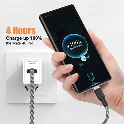 66W 6A Ultra Long USB Type C Fast Charger Cord For Samsung S24 Xiaomi Huawei