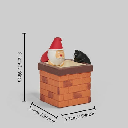 Glowing Santa & Cat Chimney Ornament