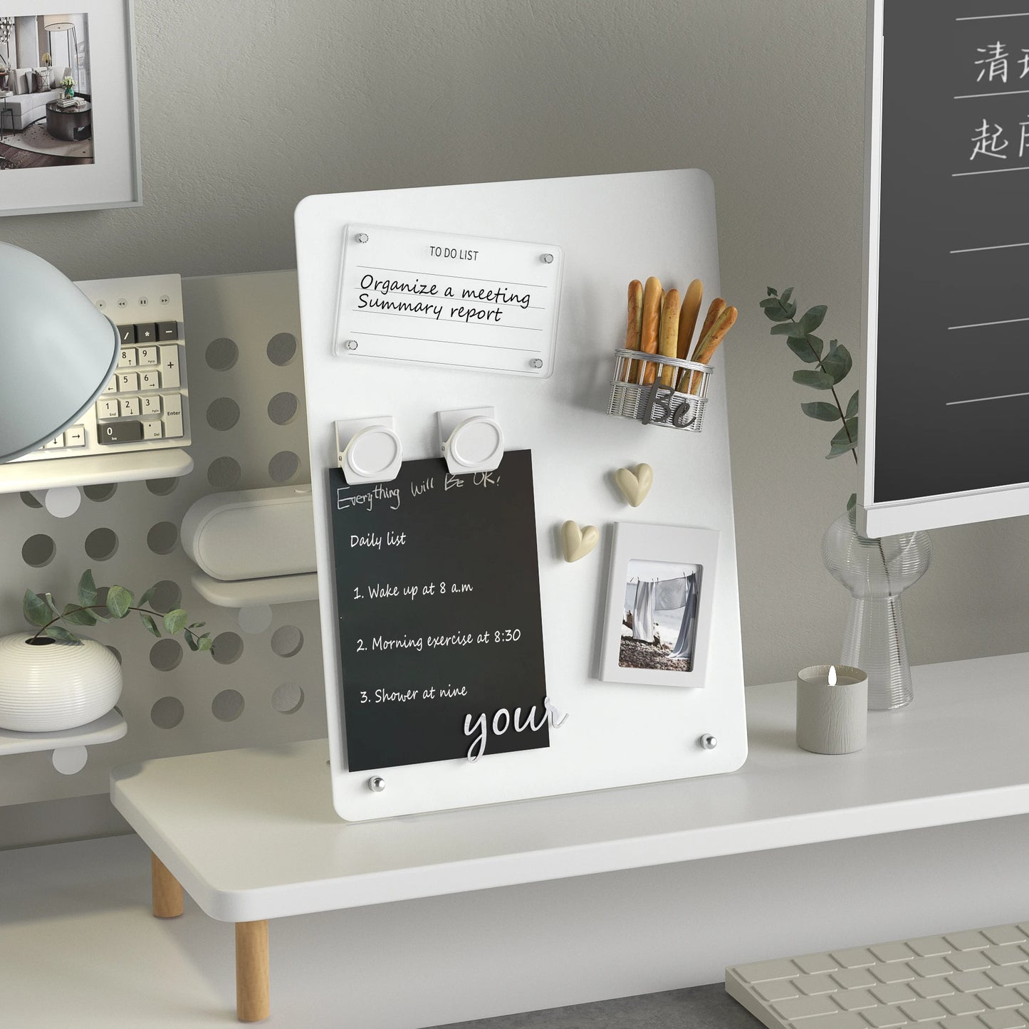 Magnetic Tabletop Bulletin Board with Stand