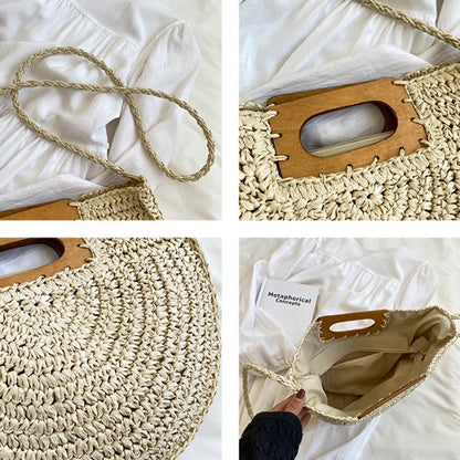 Handwoven Bohemian Straw Shopper Tote Bag